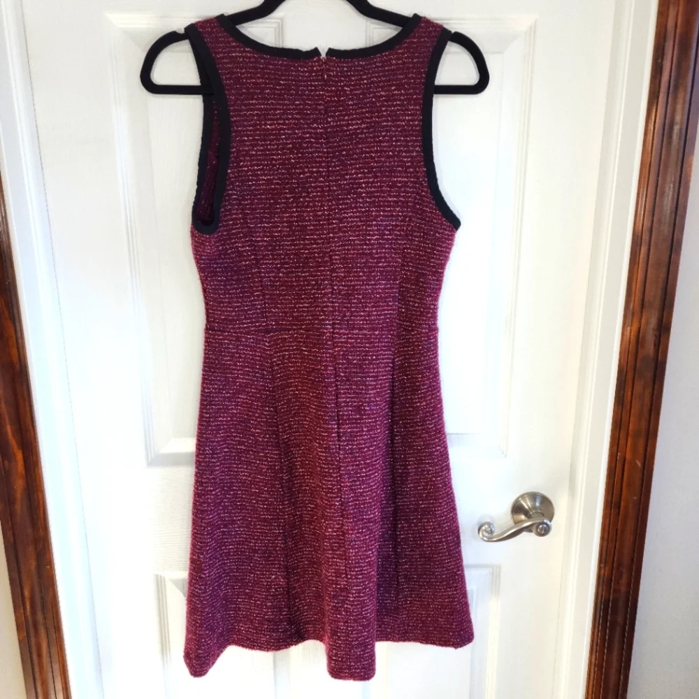 J Crew Burgundy Maroon sleeveless tweed dress Fit and Flair Women's size 6